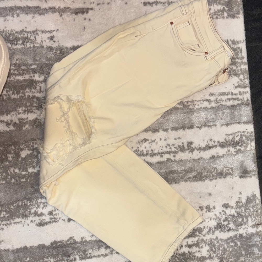 Cream Distressed Women Jeans